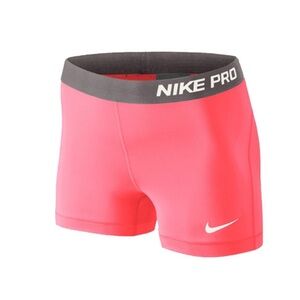 Y2K Nike Pro 3" Compression Shorts Hot Pink & White Trim - Size Jnr L fits S/M